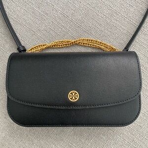 Tory Burch Black Crossbody Bag with Gold Accents